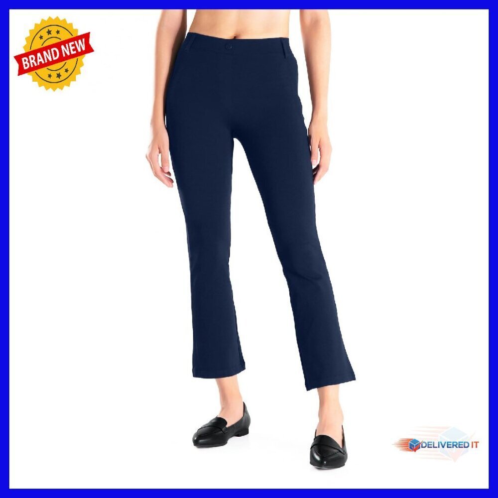 Stretchy Flare Cropped Yoga Pants with Belt Loops, Work to Casual